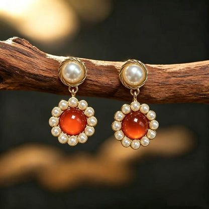 Water Droplets Earrings For Unisex Featuring Freshwater Pearl Inlay, Electroplated Alloy With 925 Sterling Silver Studs