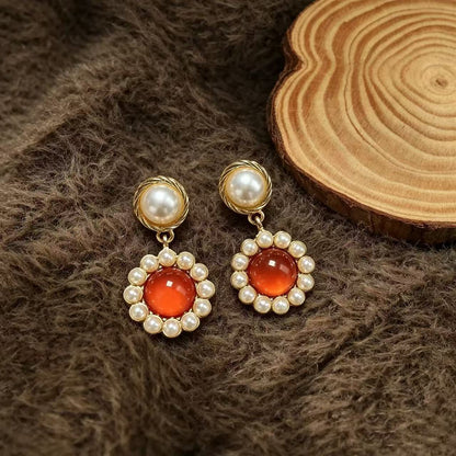 Water Droplets Earrings For Unisex Featuring Freshwater Pearl Inlay, Electroplated Alloy With 925 Sterling Silver Studs