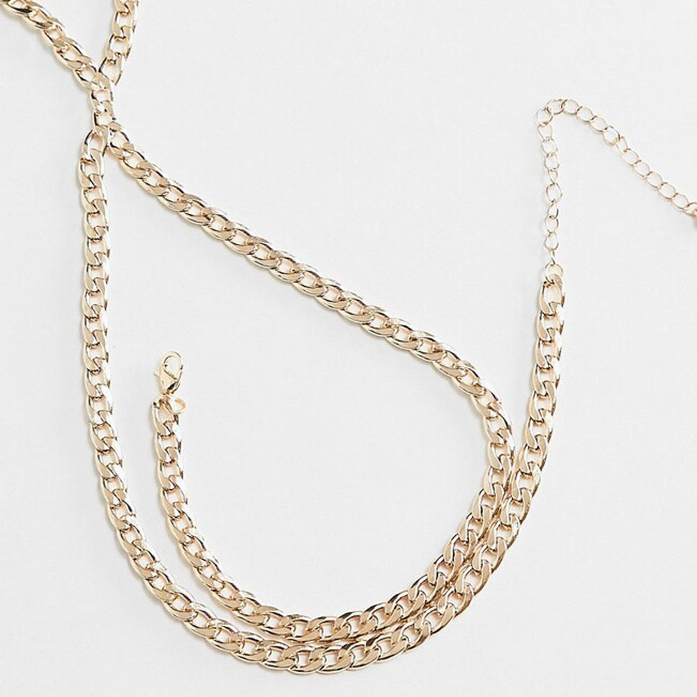 Simple Style Silver Body Chain For Women In Titanium Steel With Geometric Pattern And Artificial Gemstones