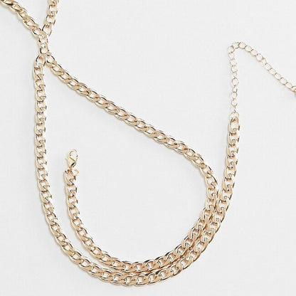 Simple Style Silver Body Chain For Women In Titanium Steel With Geometric Pattern And Artificial Gemstones
