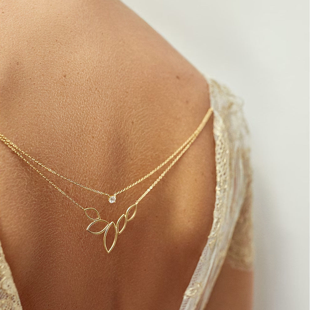 Silver Alloy Body Chain For Women Featuring Geometric Pattern And Rhinestones, Perfect Wedding Back Accessory