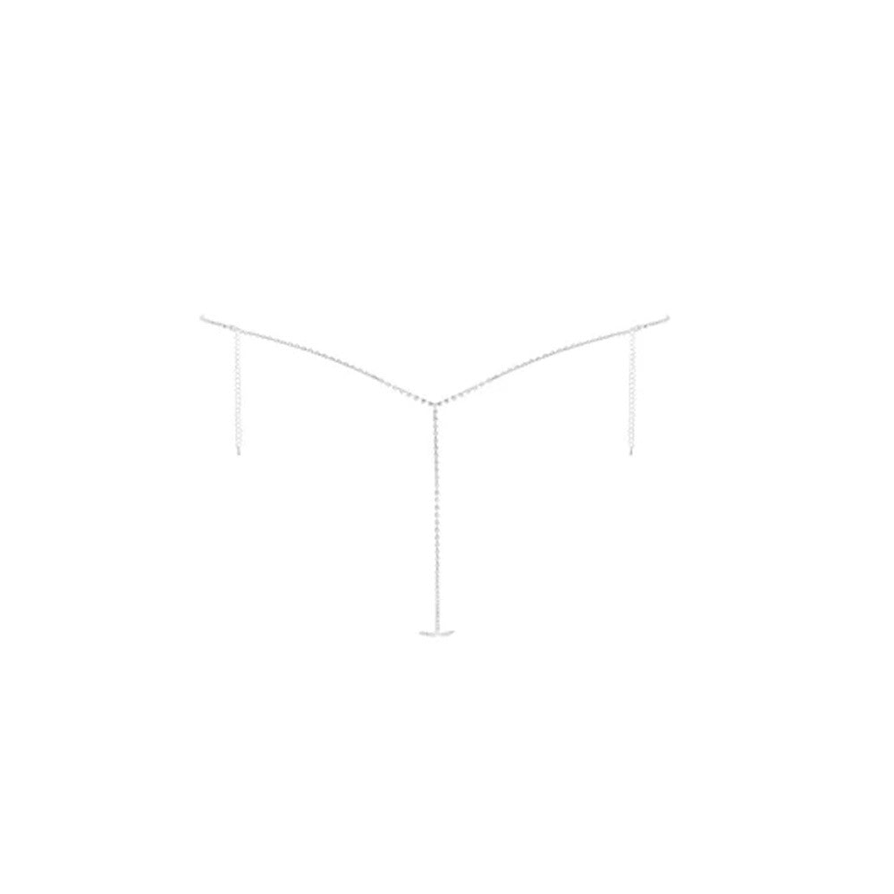 Waves Tassel Body Chain For Women In Ethnic Style With Silver Rhinestones Inlay