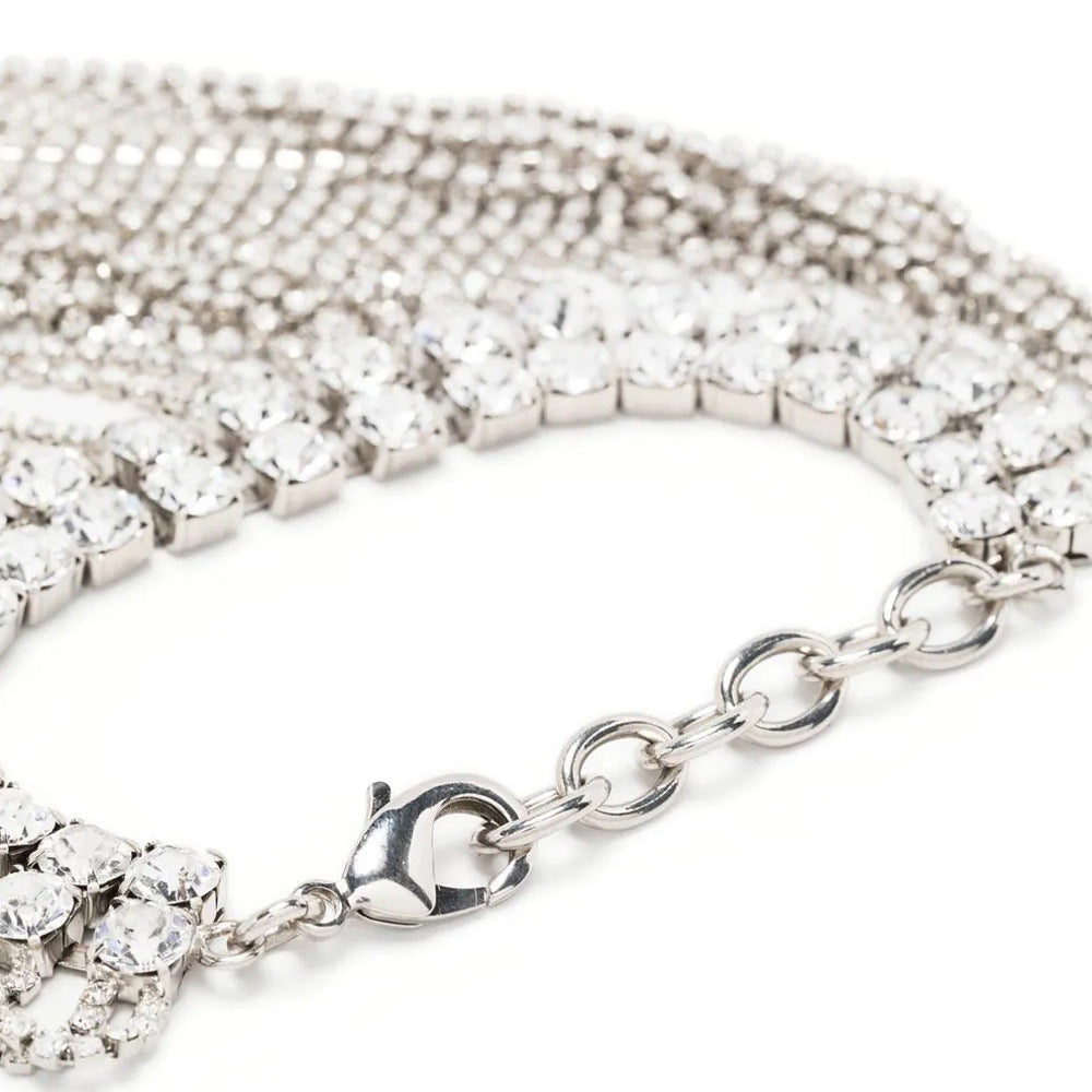 Silver Tassel Lines Arm Bracelet For Women, Alloy Chain With Rhinestone Inlay, Elegant And Stylish Accessory
