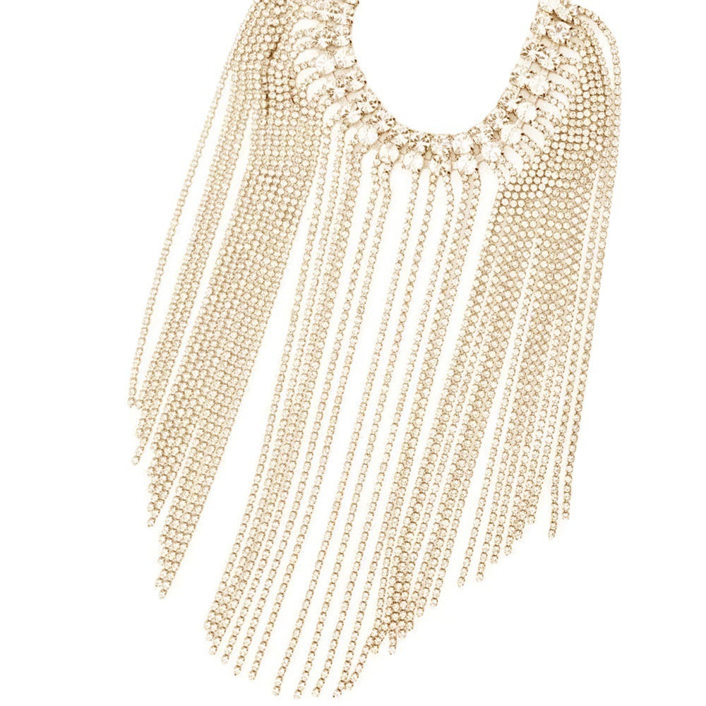 Silver Tassel Lines Arm Bracelet For Women, Alloy Chain With Rhinestone Inlay, Elegant And Stylish Accessory