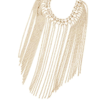 Silver Tassel Lines Arm Bracelet For Women, Alloy Chain With Rhinestone Inlay, Elegant And Stylish Accessory