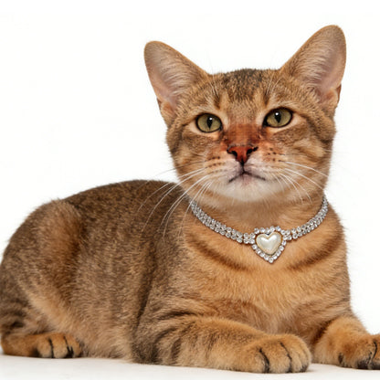 Heart Shape Pet Collar With Imitation Pearl Design Suitable For All Seasons