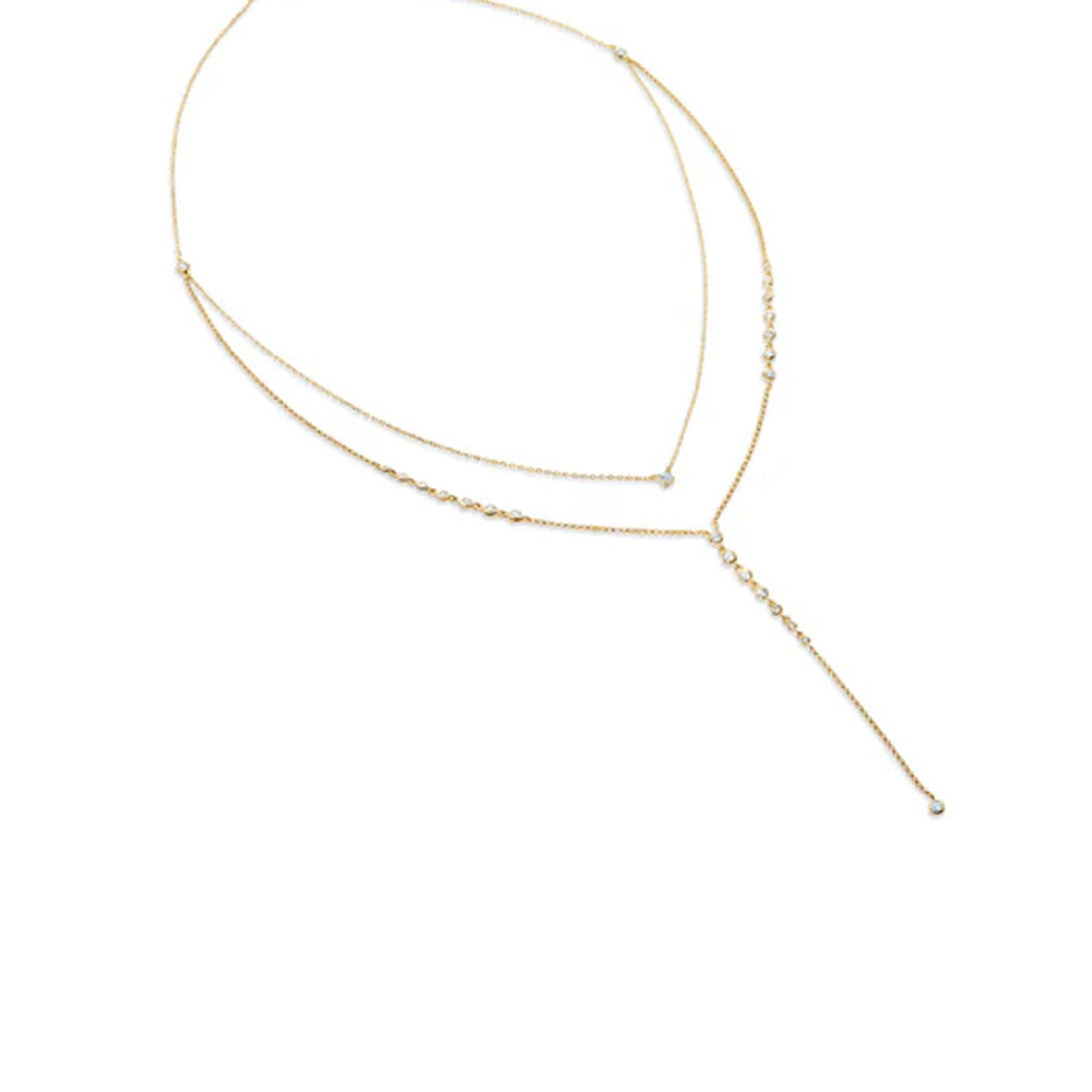 Silver Tassel Layered Necklace For Women Featuring Alloy Material And Rhinestone Inlay With Cable Chain