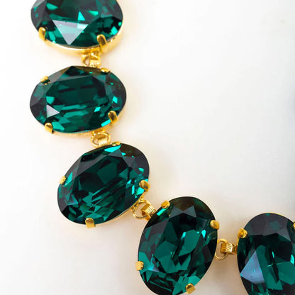Oval May Birthstone Emerald Alloy Choker Necklace For Women Featuring May Birthstone Emerald Inlay