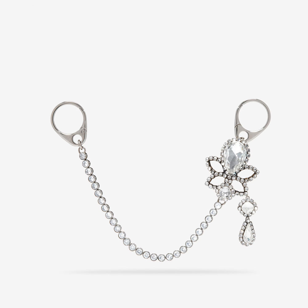 Electroplated Silver Water Droplets Bag Pendant In Alloy With Rhinestone Inlay