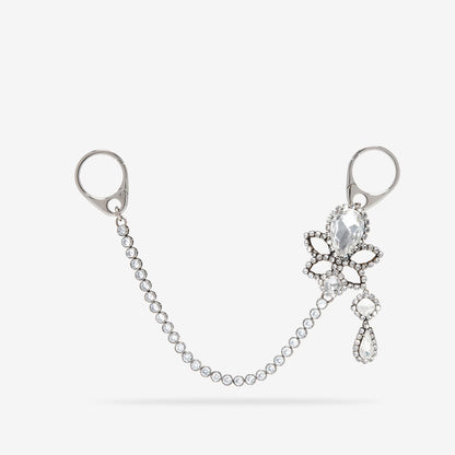 Electroplated Silver Water Droplets Bag Pendant In Alloy With Rhinestone Inlay