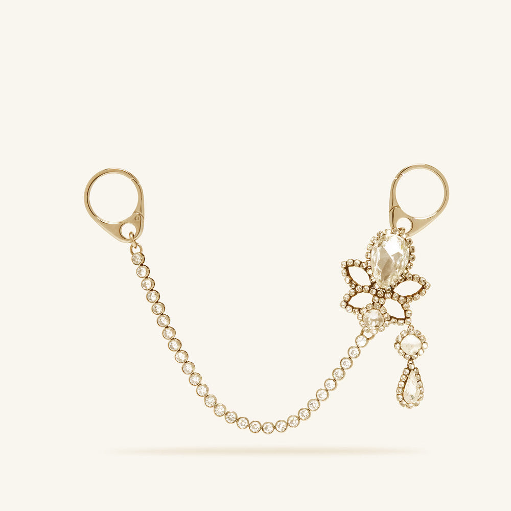 Electroplated Silver Water Droplets Bag Pendant In Alloy With Rhinestone Inlay