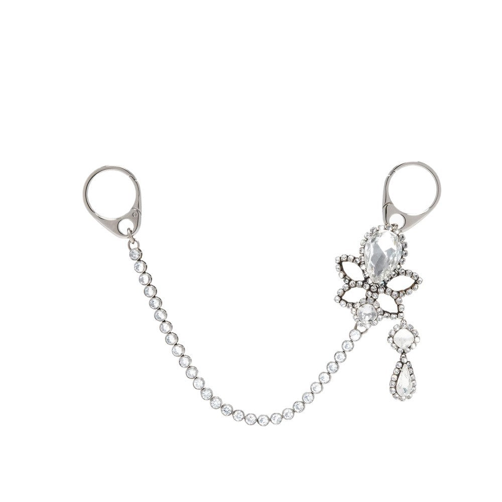 Electroplated Silver Water Droplets Bag Pendant In Alloy With Rhinestone Inlay
