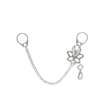 Electroplated Silver Water Droplets Bag Pendant In Alloy With Rhinestone Inlay