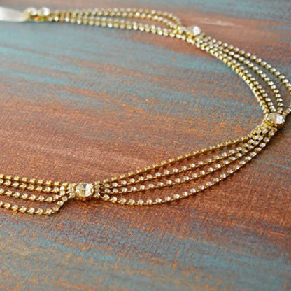 Silver Alloy Waist Chain For Women Featuring Geometric Rhinestones, Perfect For Stage Wear