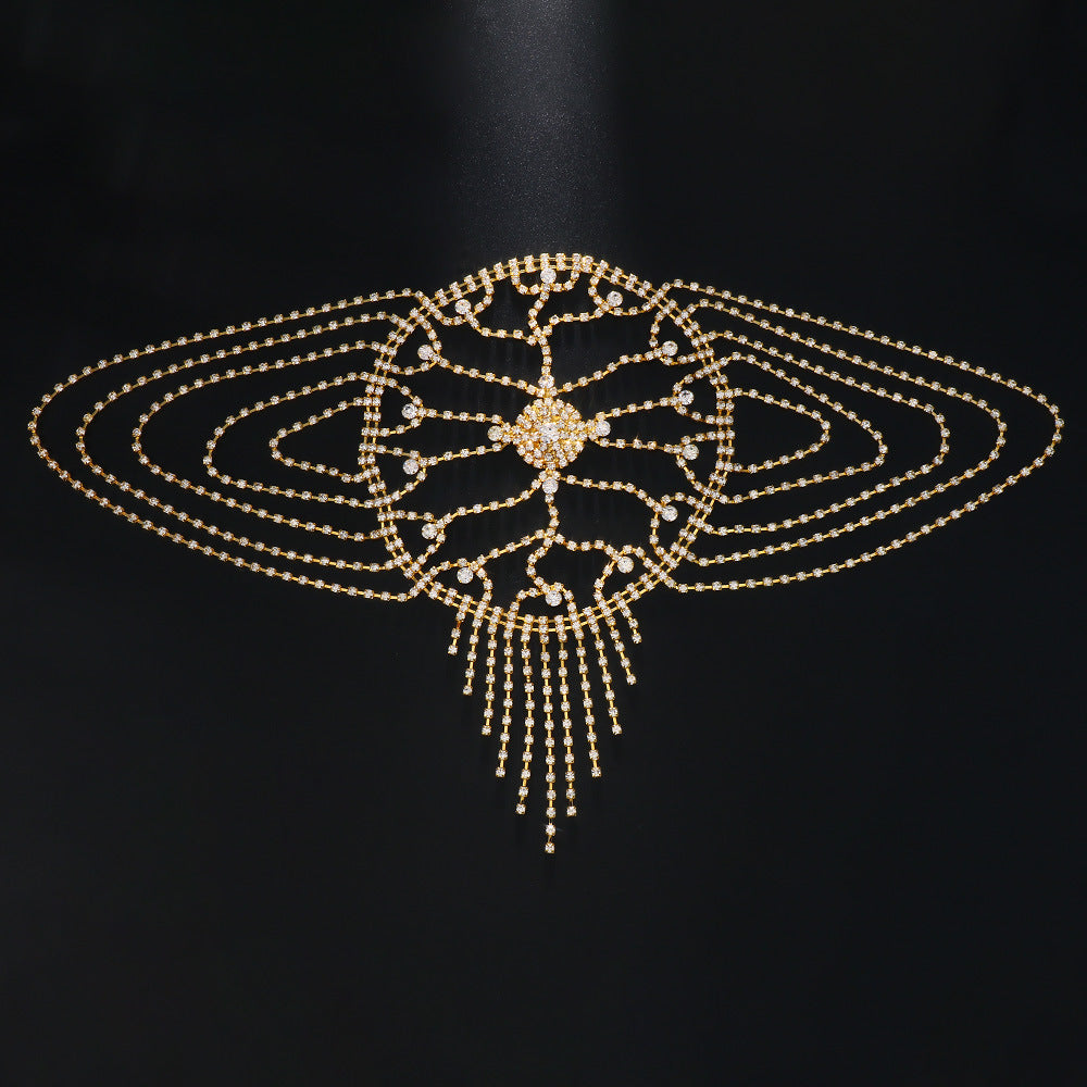 Luxurious Tassel Hair Chain For Women In Silver Alloy With Rhinestone Inlay, Elegant Headband Accessory