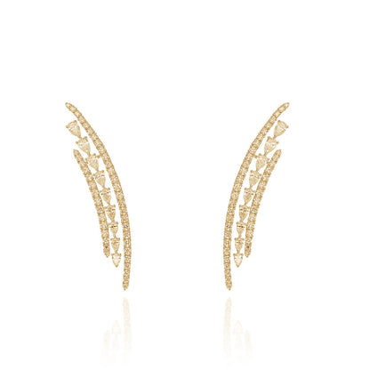 Silver Alloy Ear Cuff Earrings With Rhinestones Featuring Electroplated Finish For Elegant Style