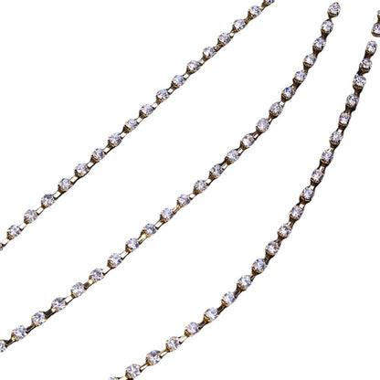 Women's Silver Alloy Waist Chain With Geometric Pattern And Electroplated Finish, Featuring Rhinestones