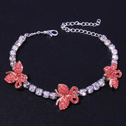 Pink Butterfly Silver Chain