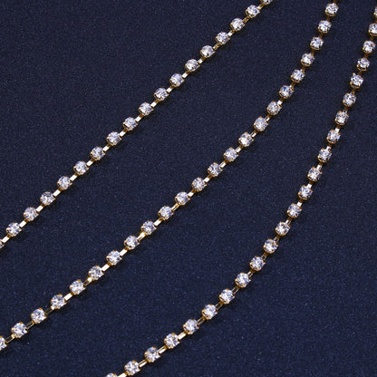 Women's Silver Alloy Waist Chain With Geometric Pattern And Electroplated Finish, Featuring Rhinestones