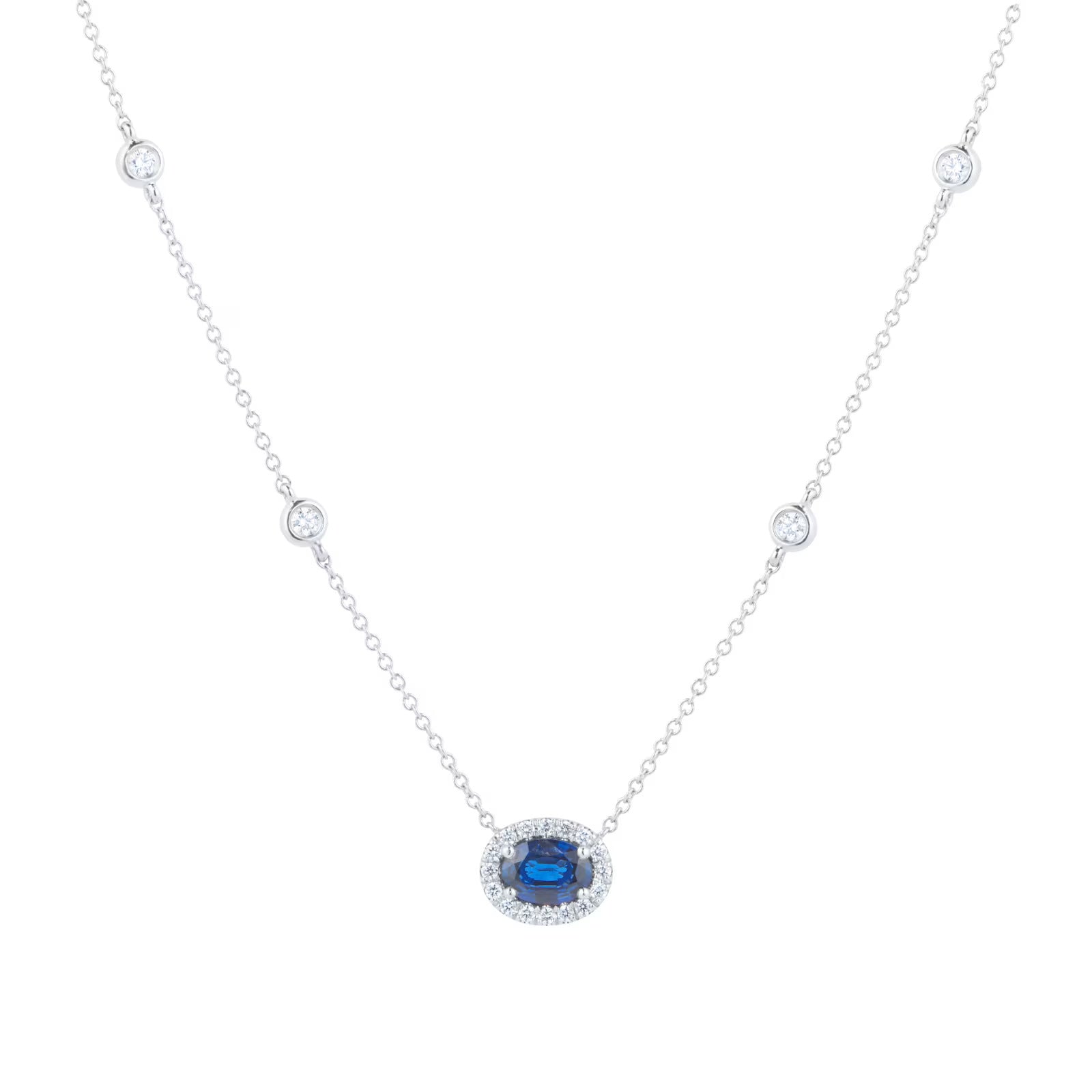 Geometric Silver Alloy Choker With Electroplated Finish And Rhinestone September Birthstone Sapphire Pendant For Women
