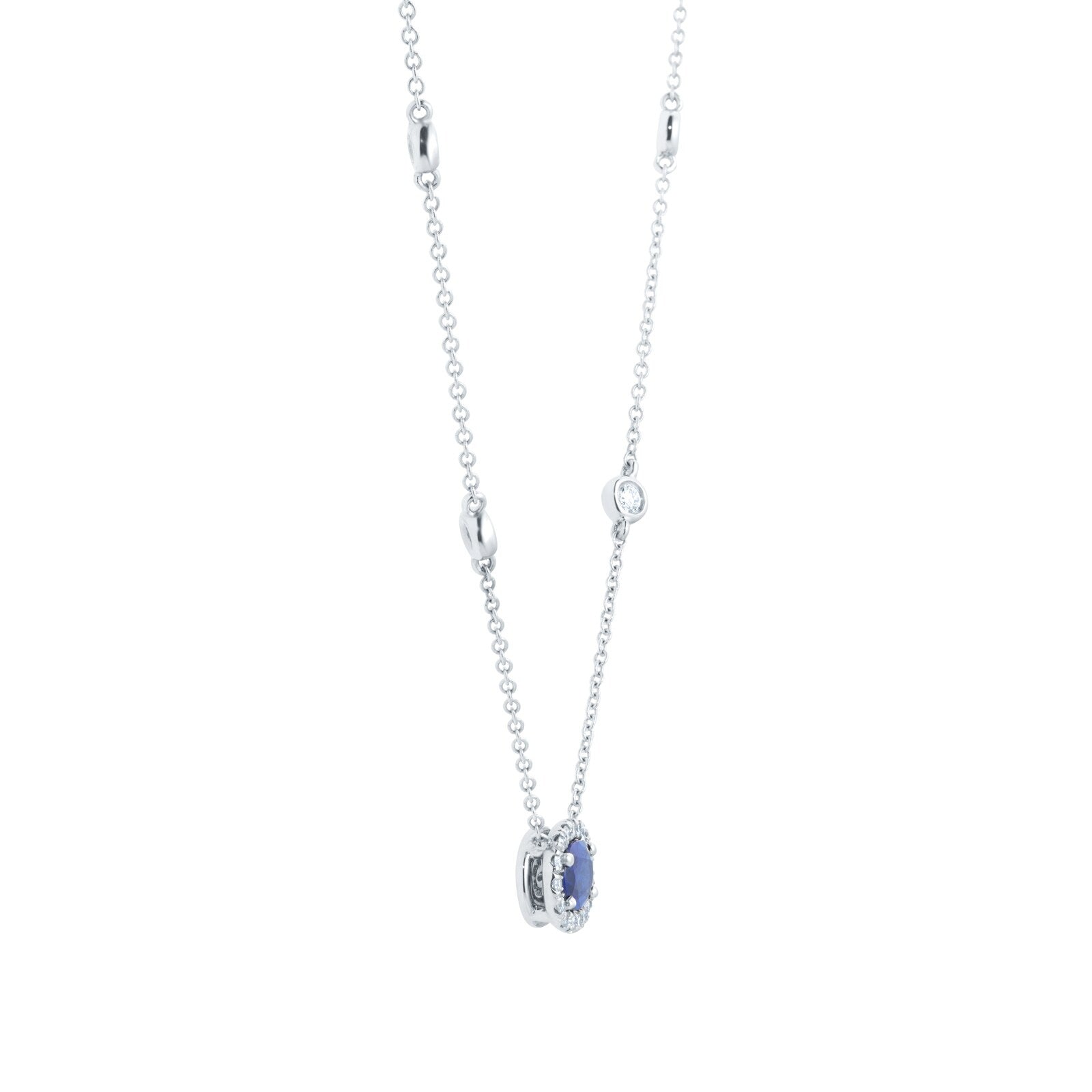 Geometric Silver Alloy Choker With Electroplated Finish And Rhinestone September Birthstone Sapphire Pendant For Women