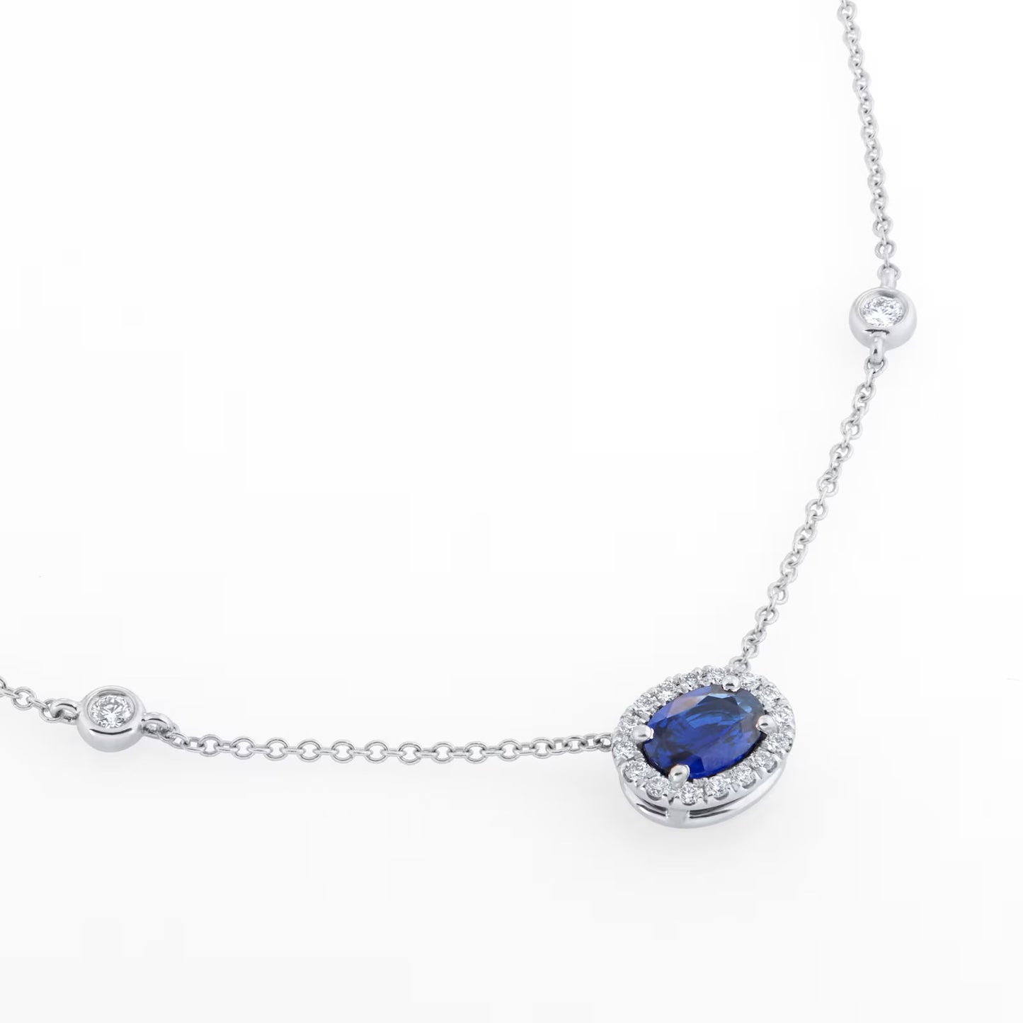 Geometric Silver Alloy Choker With Electroplated Finish And Rhinestone September Birthstone Sapphire Pendant For Women
