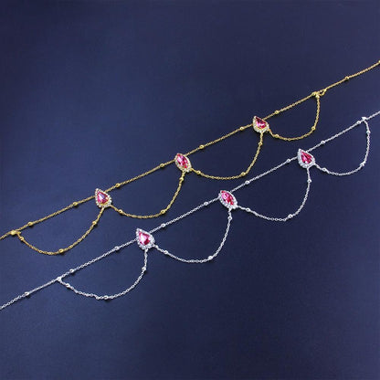 Bohemian Green Alloy Waist Chain For Women With Gem Pattern And Electroplated Finish Featuring Rhinestones