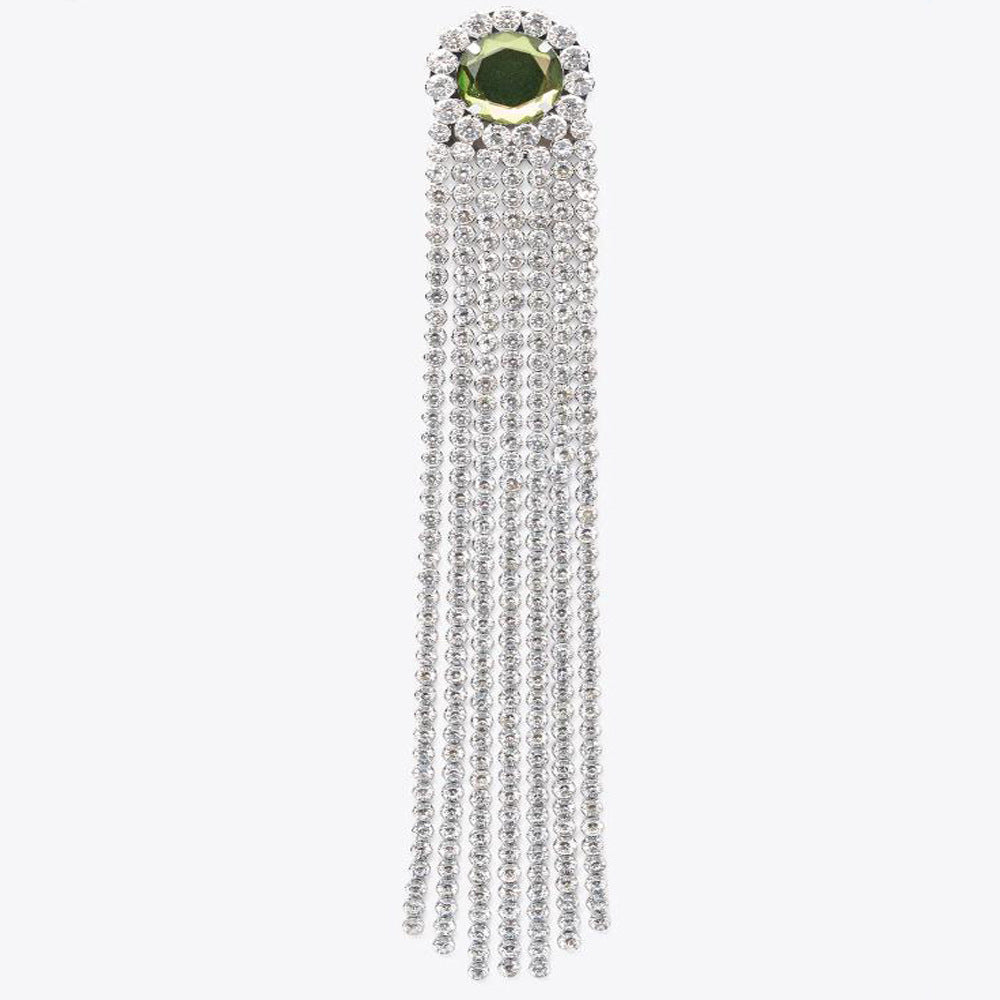 Silver Tassel Hair Chain Insert Comb For Women Featuring Rhinestones, Perfect For Spring