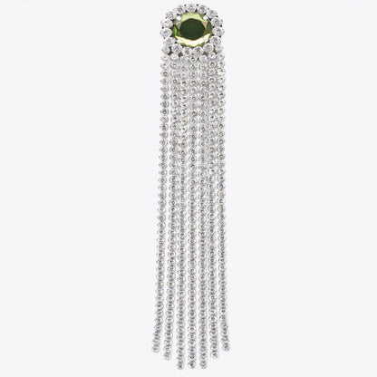 Silver Tassel Hair Chain Insert Comb For Women Featuring Rhinestones, Perfect For Spring