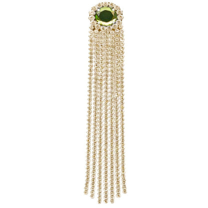 Silver Tassel Hair Chain Insert Comb For Women Featuring Rhinestones, Perfect For Spring