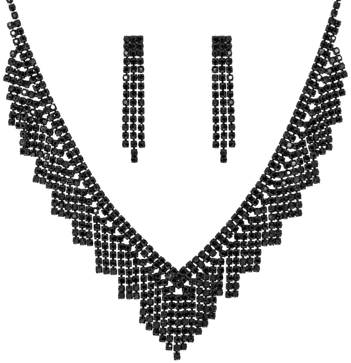 Women’s Jewelry Set Featuring Tassel Pattern In Dyed Black Alloy, Perfect For Wedding, 1 Set