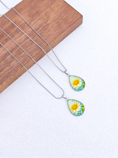 Water Droplets Necklace For Women In 304 Stainless Steel With 0.01µm Coating And Cable Chain