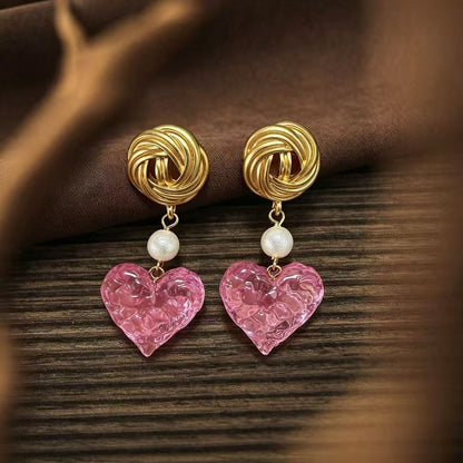 Heart Shape Stud Earrings For Women In Wine Red Alloy With Silver Plated Finish And 925 Sterling Silver Posts