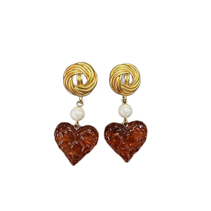 Heart Shape Stud Earrings For Women In Wine Red Alloy With Silver Plated Finish And 925 Sterling Silver Posts