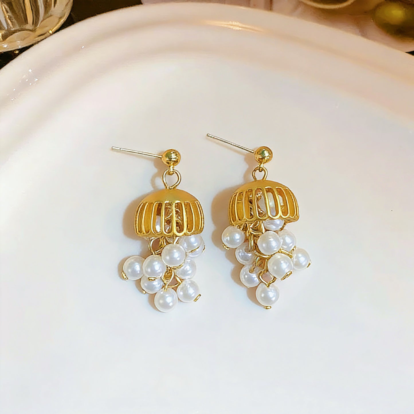 Tassel Earrings For Unisex Featuring White Alloy Design With 925 Sterling Silver Studs