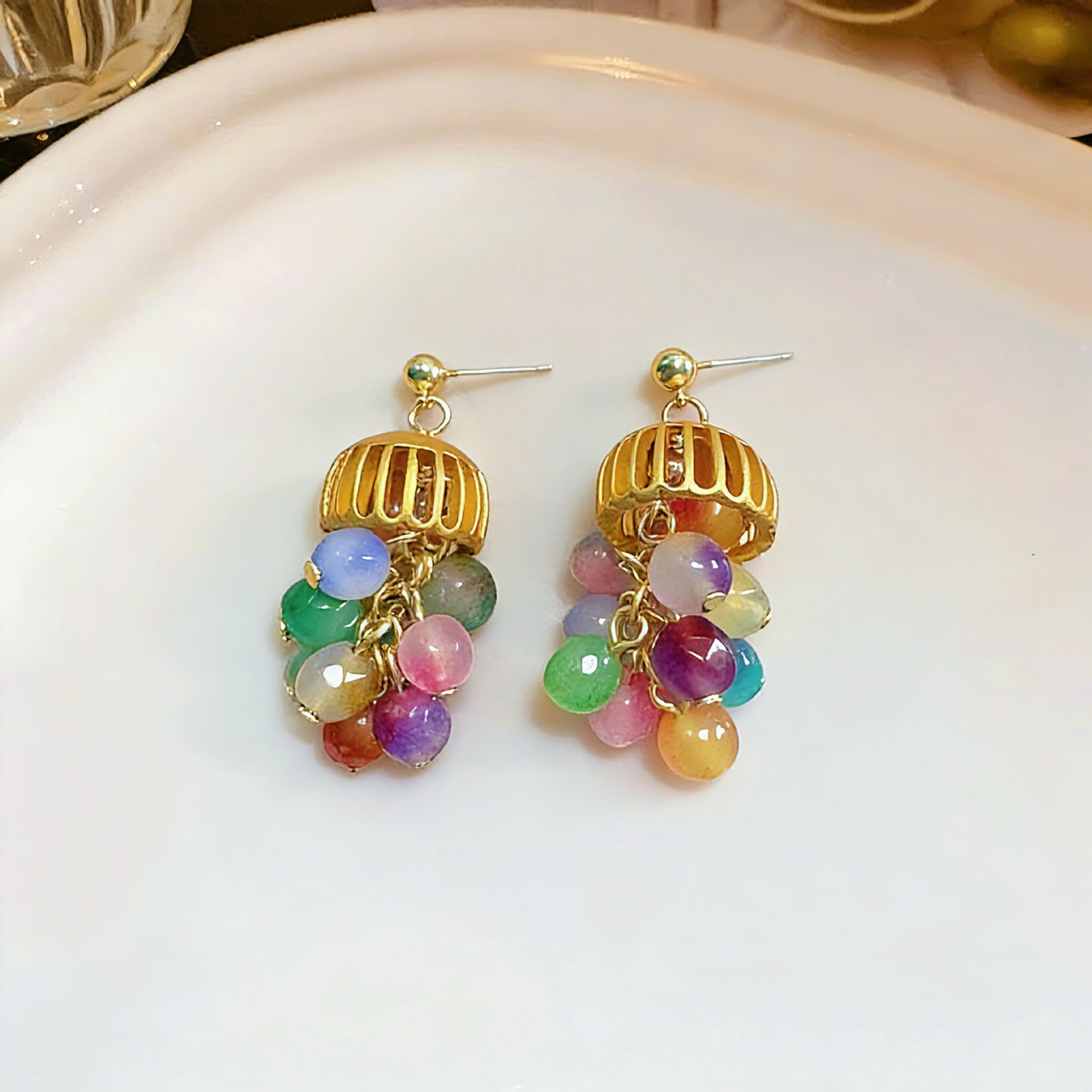 Tassel Earrings For Unisex Featuring White Alloy Design With 925 Sterling Silver Studs
