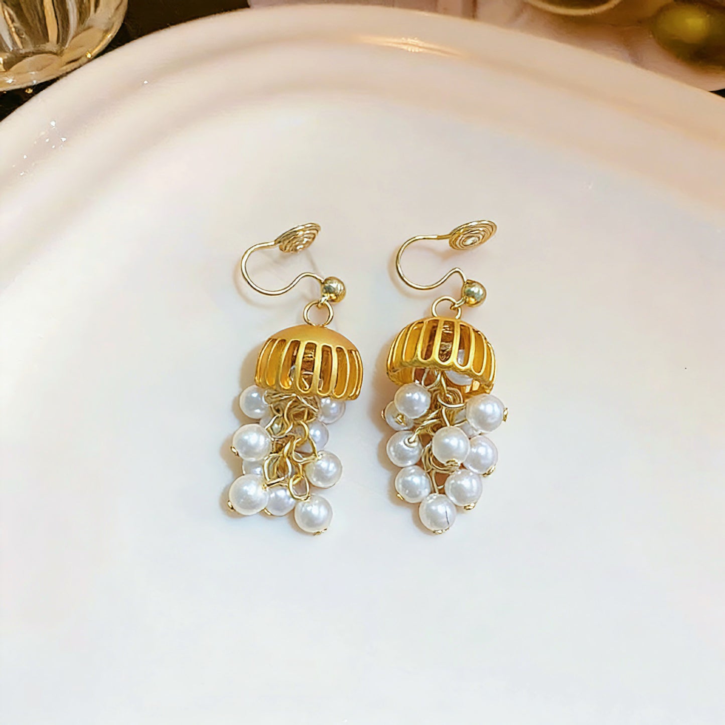 Tassel Earrings For Unisex Featuring White Alloy Design With 925 Sterling Silver Studs