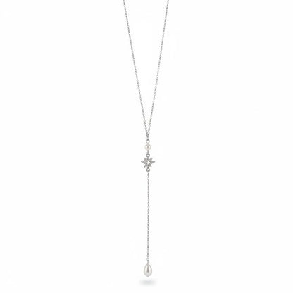 Silver Alloy Body Chain For Women Featuring Pearl Pattern And Zircon Inlay, Perfect For Wedding Back Accessory