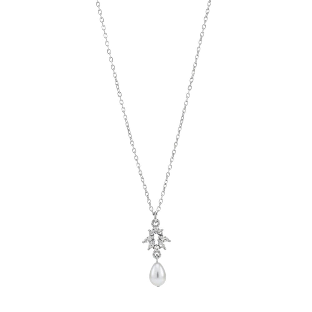 Silver Alloy Body Chain For Women Featuring Pearl Pattern And Zircon Inlay, Perfect For Wedding Back Accessory