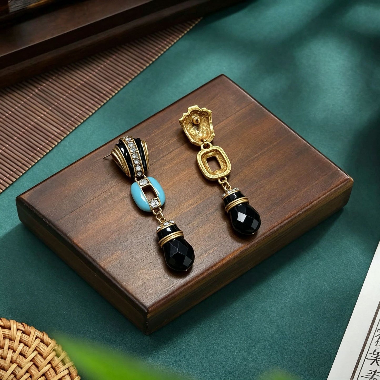 Water Droplets Drop Earrings For Women Featuring Blue Enamel And Rhinestones With 925 Sterling Silver Studs And Zinc Alloy Material