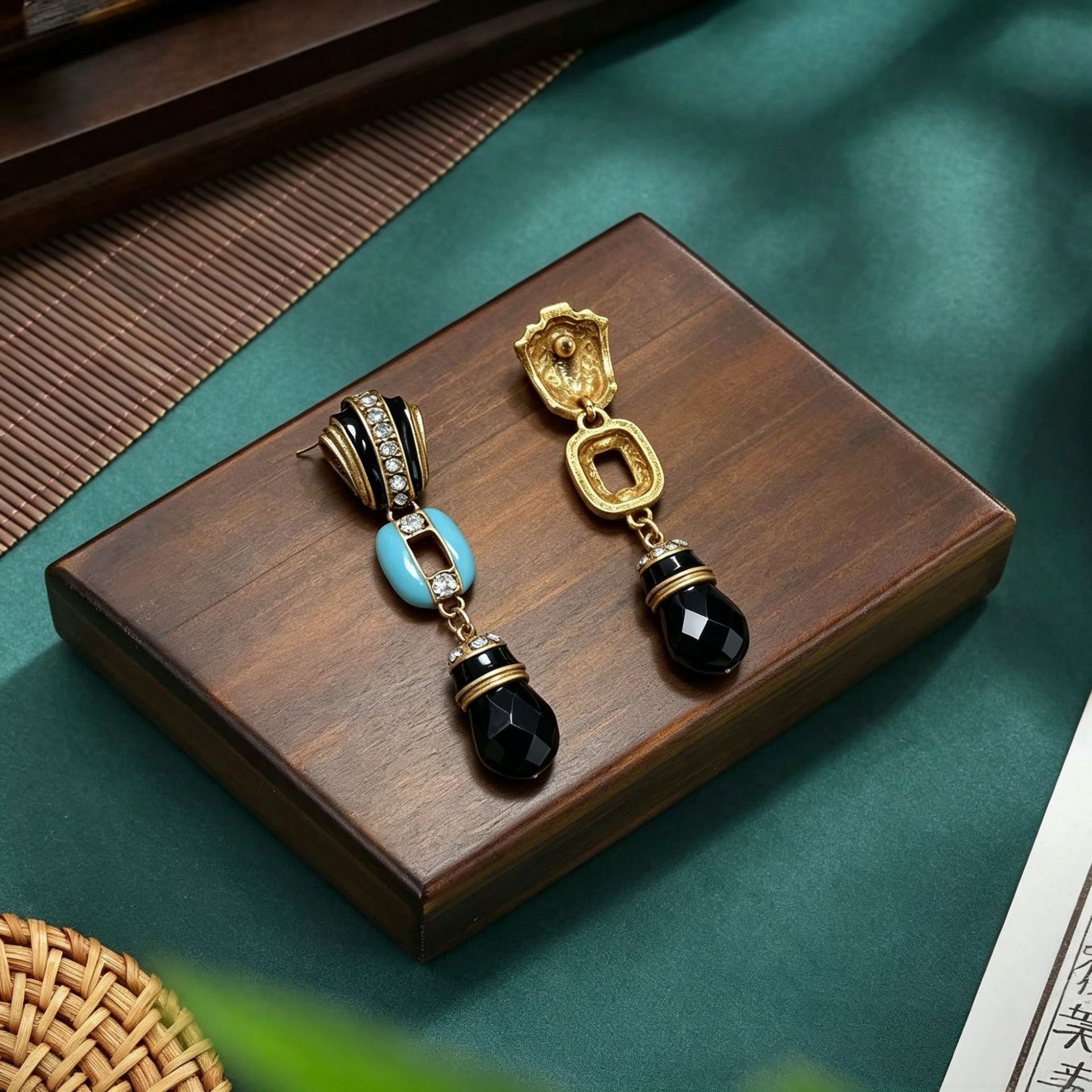 Water Droplets Drop Earrings For Women Featuring Blue Enamel And Rhinestones With 925 Sterling Silver Studs And Zinc Alloy Material