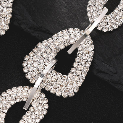Exaggerated Geometric Gold Earrings For Women With 304 Stainless Steel Posts And Rhinestone Inlay
