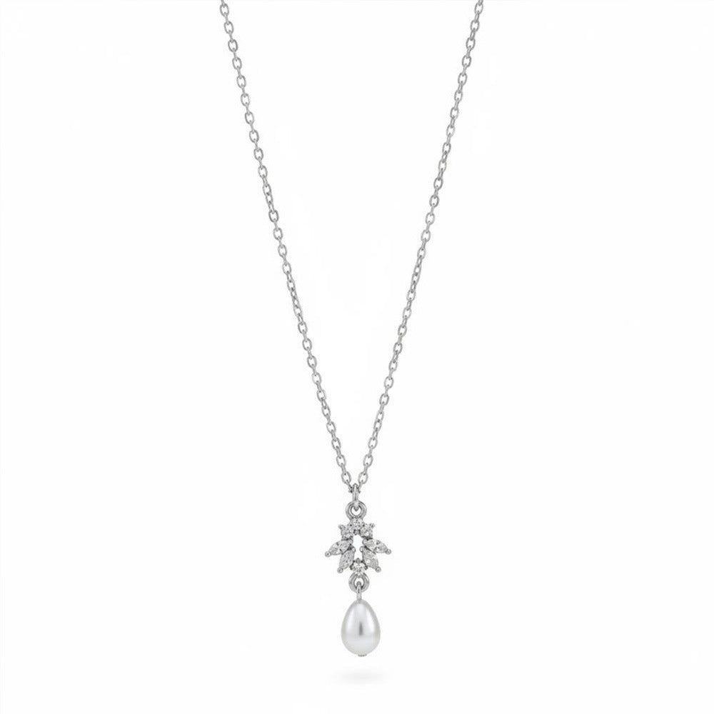 Silver Alloy Body Chain For Women Featuring Pearl Pattern And Zircon Inlay, Perfect For Wedding Back Accessory