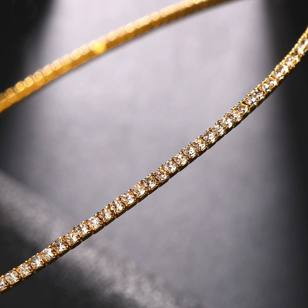Pearl Choker Necklace For Women In Silver Alloy With Rhinestones And Zircon Inlay