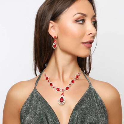 Gold Jewelry Set For Women Featuring Water Droplets Pattern With Rhinestones In Alloy, Perfect For Wedding
