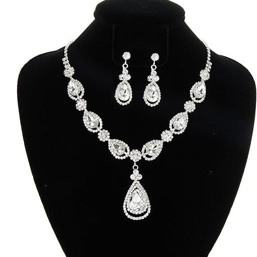 Gold Jewelry Set For Women Featuring Water Droplets Pattern With Rhinestones In Alloy, Perfect For Wedding