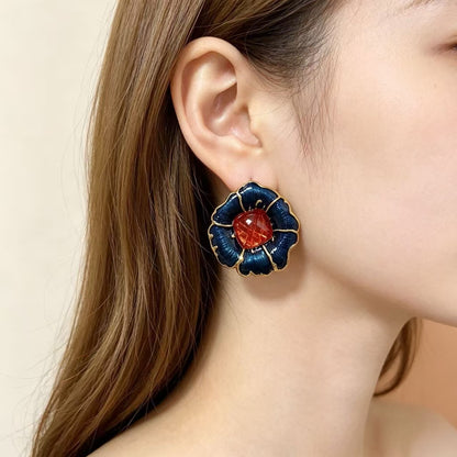 Handmade Flowers Earrings For Unisex Featuring 925 Sterling Silver Ear Studs In Silver Alloy