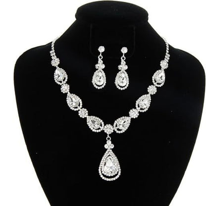 Gold Jewelry Set For Women Featuring Water Droplets Pattern With Rhinestones In Alloy, Perfect For Wedding