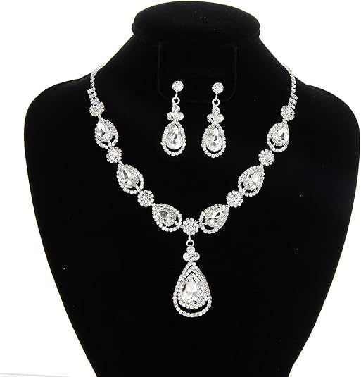 Gold Jewelry Set For Women Featuring Water Droplets Pattern With Rhinestones In Alloy, Perfect For Wedding