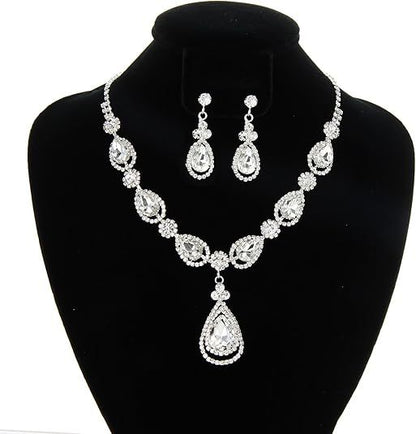 Gold Jewelry Set For Women Featuring Water Droplets Pattern With Rhinestones In Alloy, Perfect For Wedding
